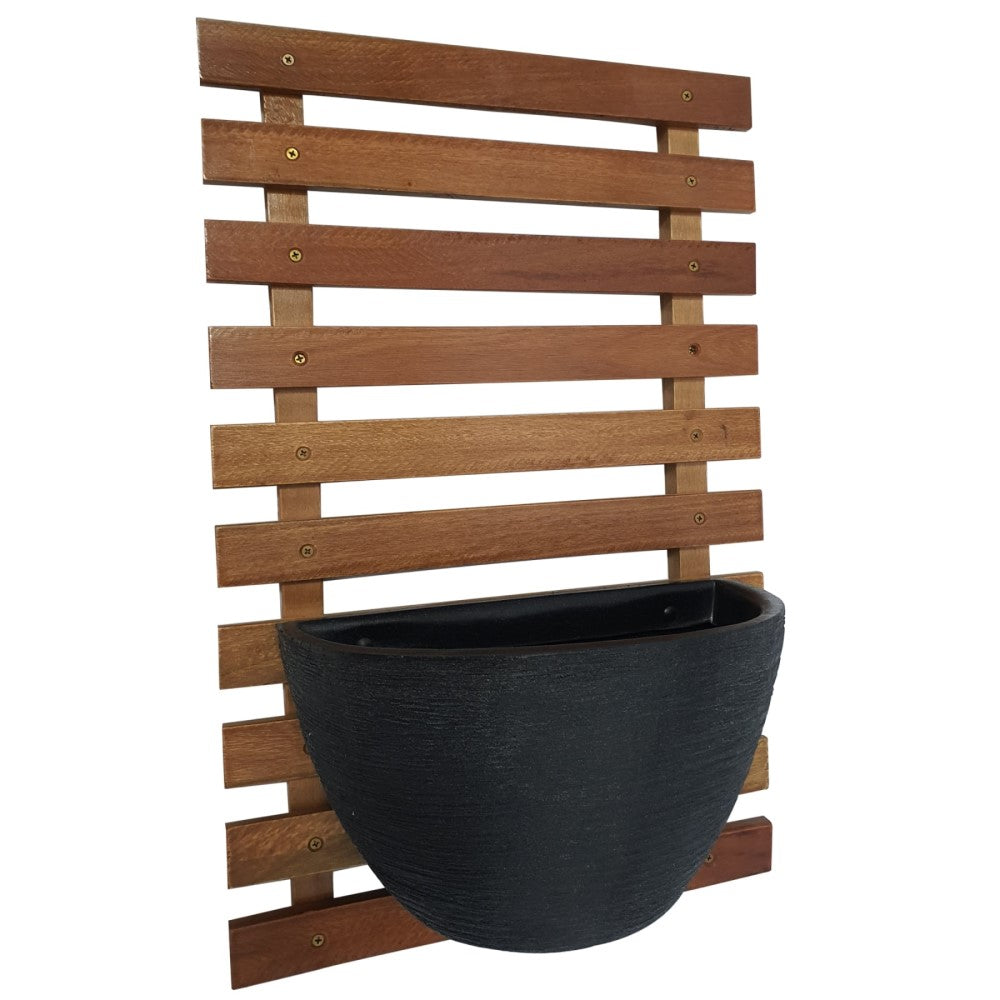 Painel de Madeira com Vaso para Jardim Vertical