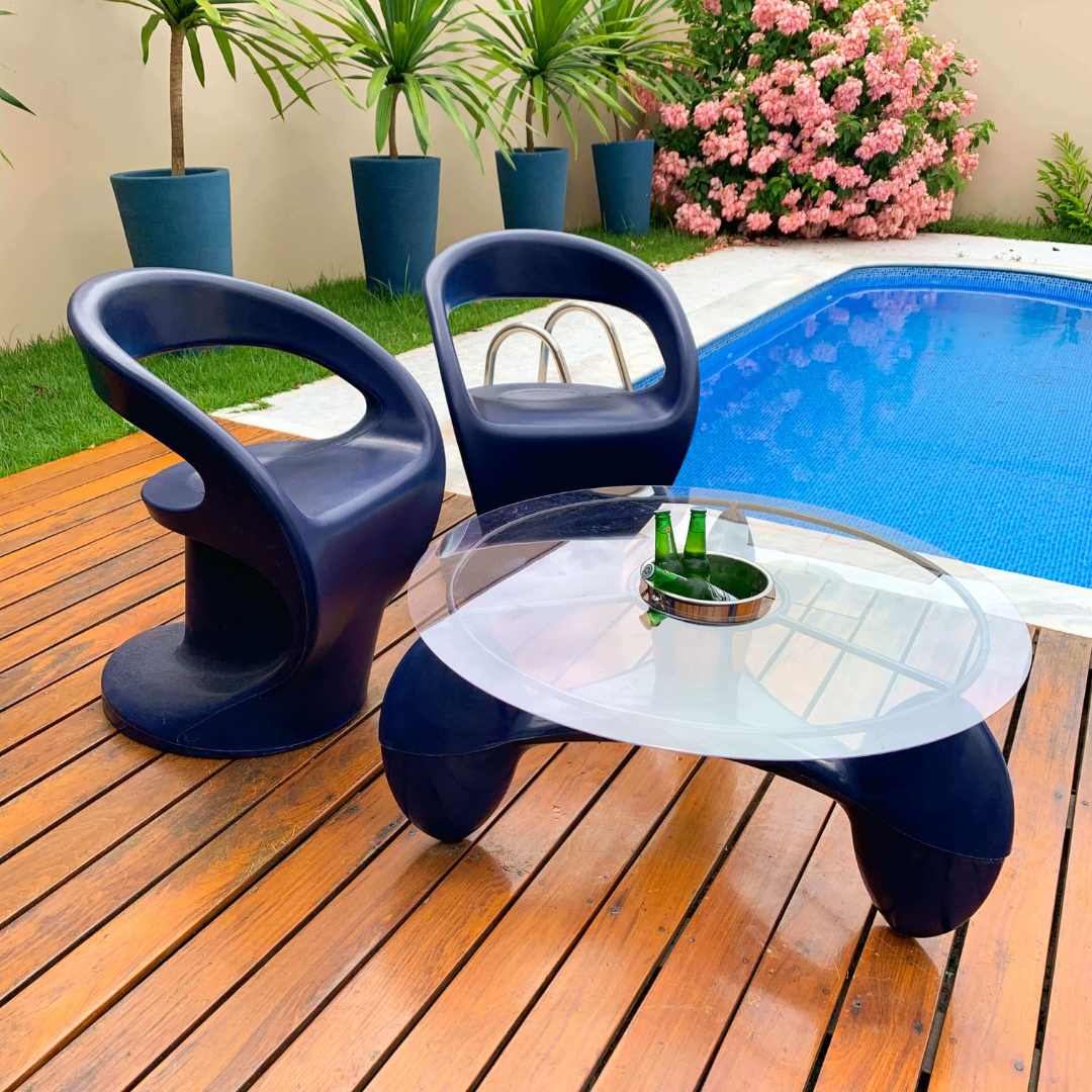 Conjunto Mesa de Centro com Champanheira + 2 Cadeiras Astúrias