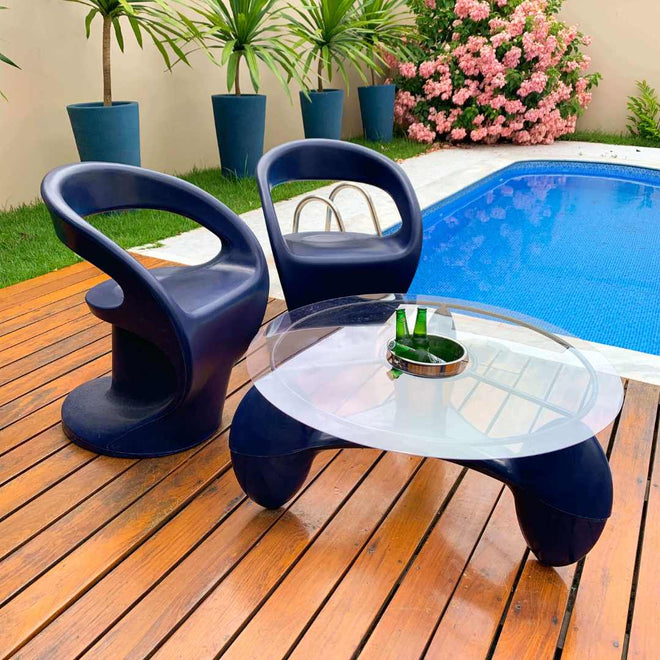 Conjunto Mesa de Centro com Champanheira + 2 Cadeiras Astúrias