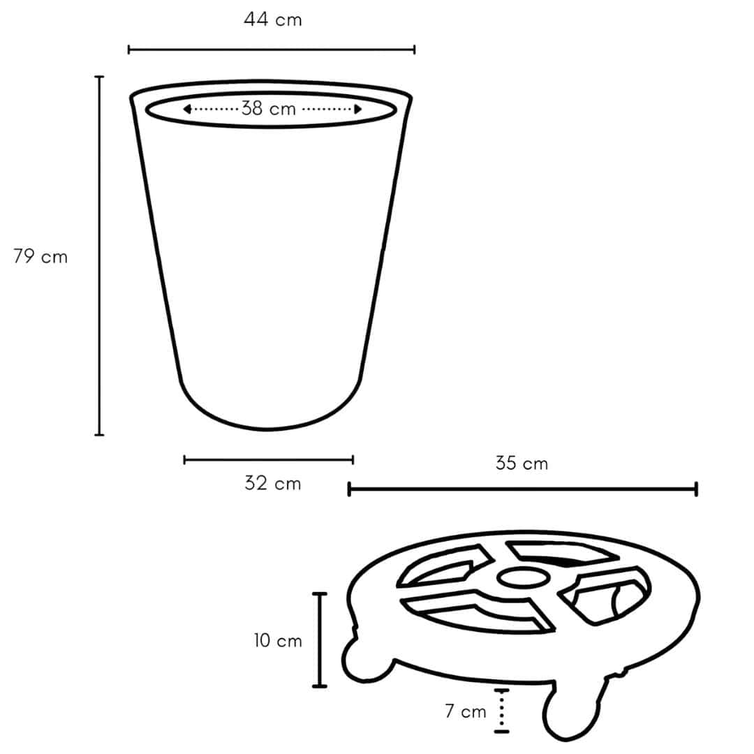 Kit Vaso Damasco Brilhante + Suporte com Rodinhas