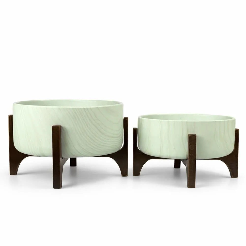 Kit 2 Vasos Bacia Linha Genebra com Suporte de Madeira