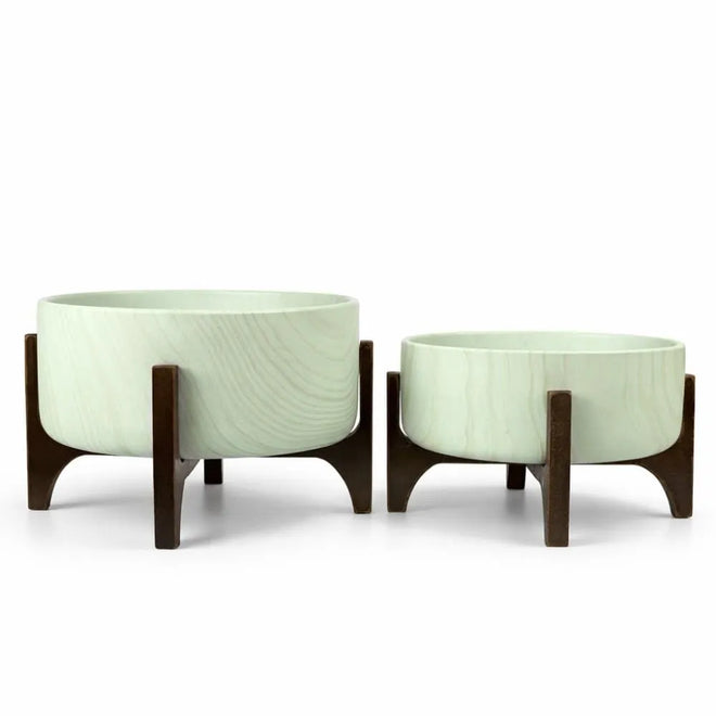 Kit 2 Vasos Bacia Linha Genebra com Suporte de Madeira