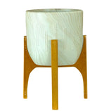 Vaso Cachepot Linha Genebra com Suporte de Madeira Alto