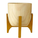 Vaso Cachepot Linha Genebra com Suporte de Madeira Baixo