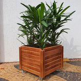 Vaso Cachepot de Madeira com Rodas