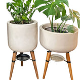 Kit Vaso + Bacia Linha Doha com Tripé de Madeira