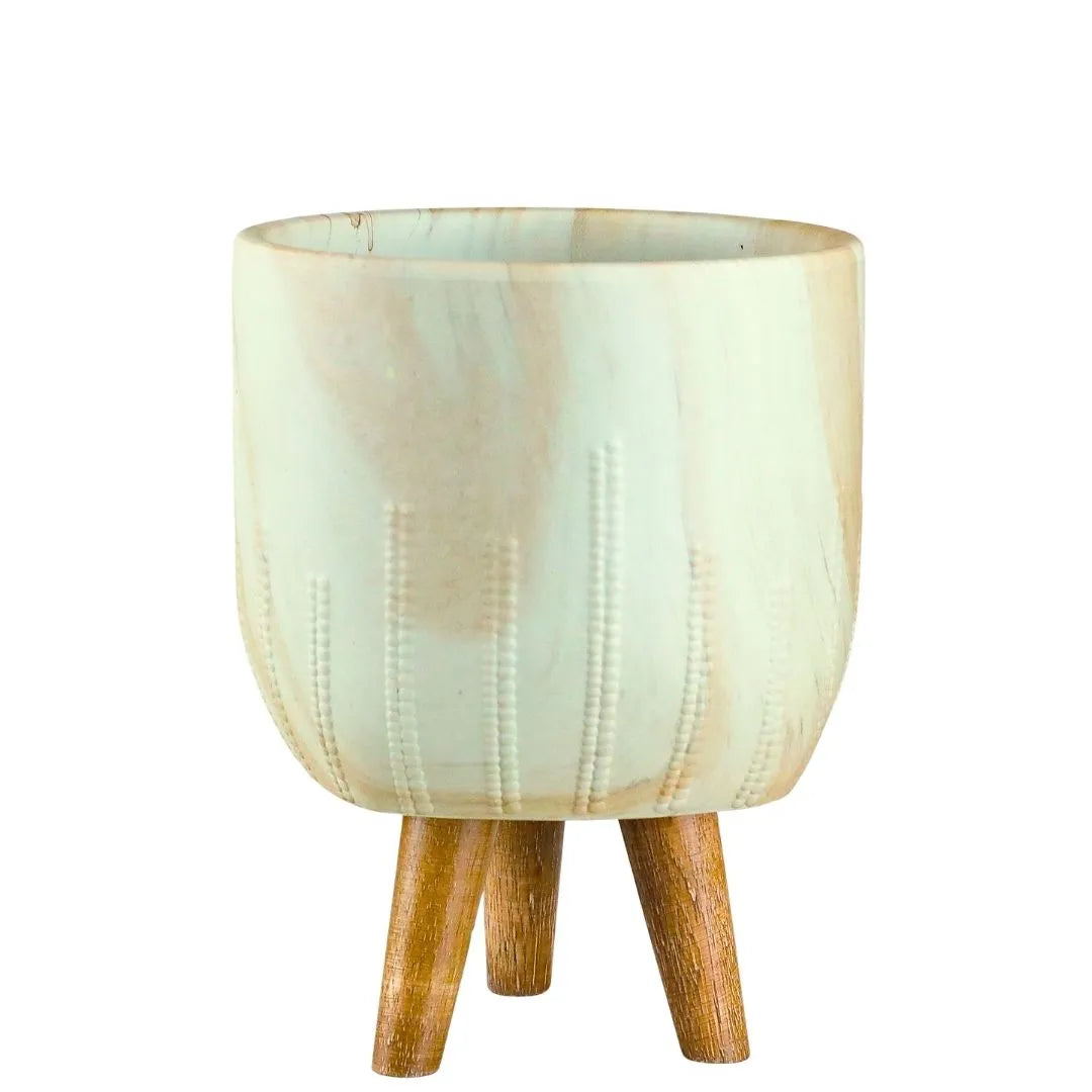 Vaso Cachepot Linha Genebra com Tripé de Madeira