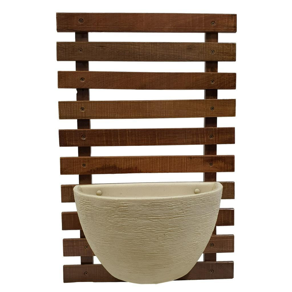 Painel de Madeira com Vaso para Jardim Vertical