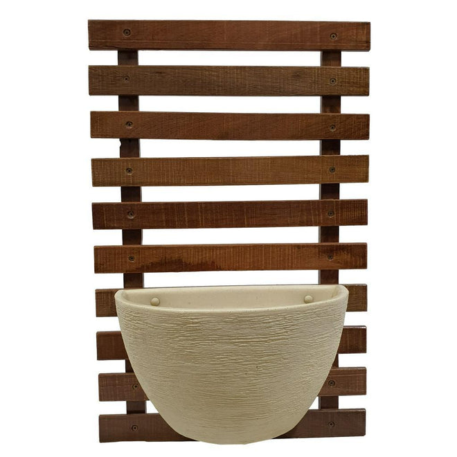 Painel de Madeira com Vaso para Jardim Vertical