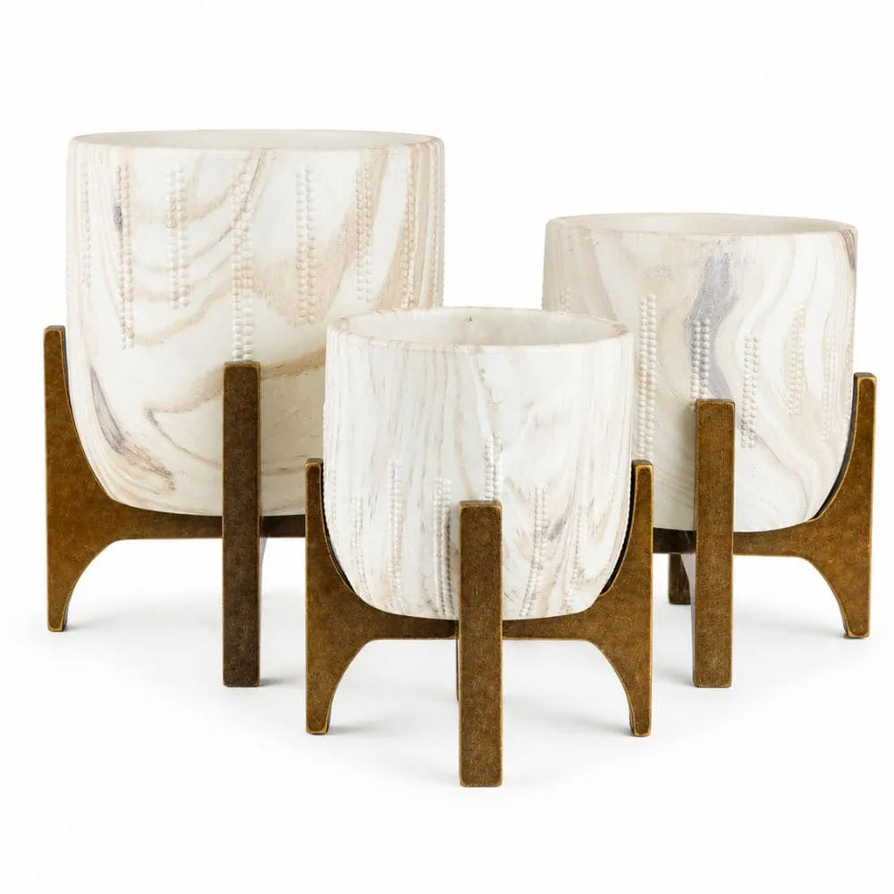 Kit 3 Vasos Genebra com Suporte de Madeira Baixo