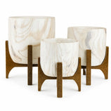Kit 3 Vasos Genebra com Suporte de Madeira Baixo