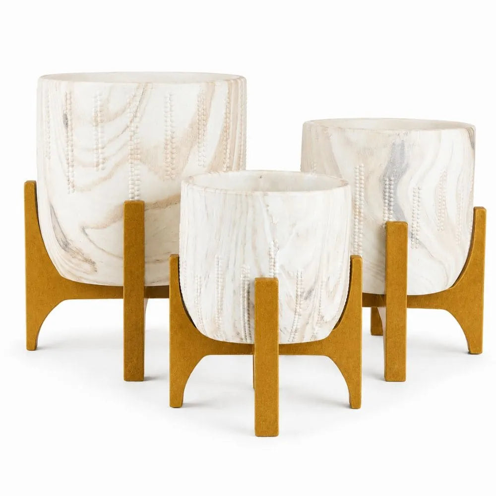 Kit 3 Vasos Genebra com Suporte de Madeira Baixo
