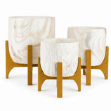 Kit 3 Vasos Genebra com Suporte de Madeira Baixo