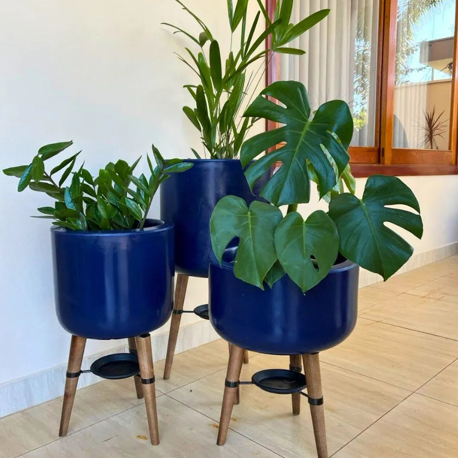 Kit 3 Vasos Linha Doha com Tripé de Madeira