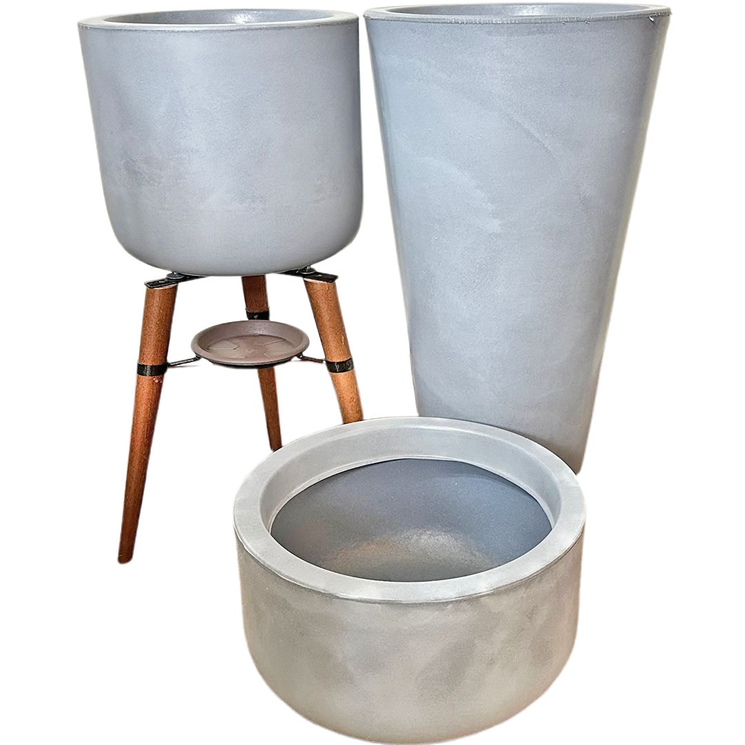 Kit 3 Vasos Cônico + Doha para Decoração Externa