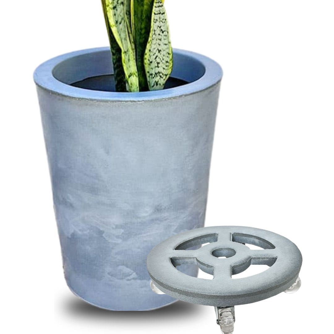 Kit Vaso Damasco Brilhante + Suporte com Rodinhas