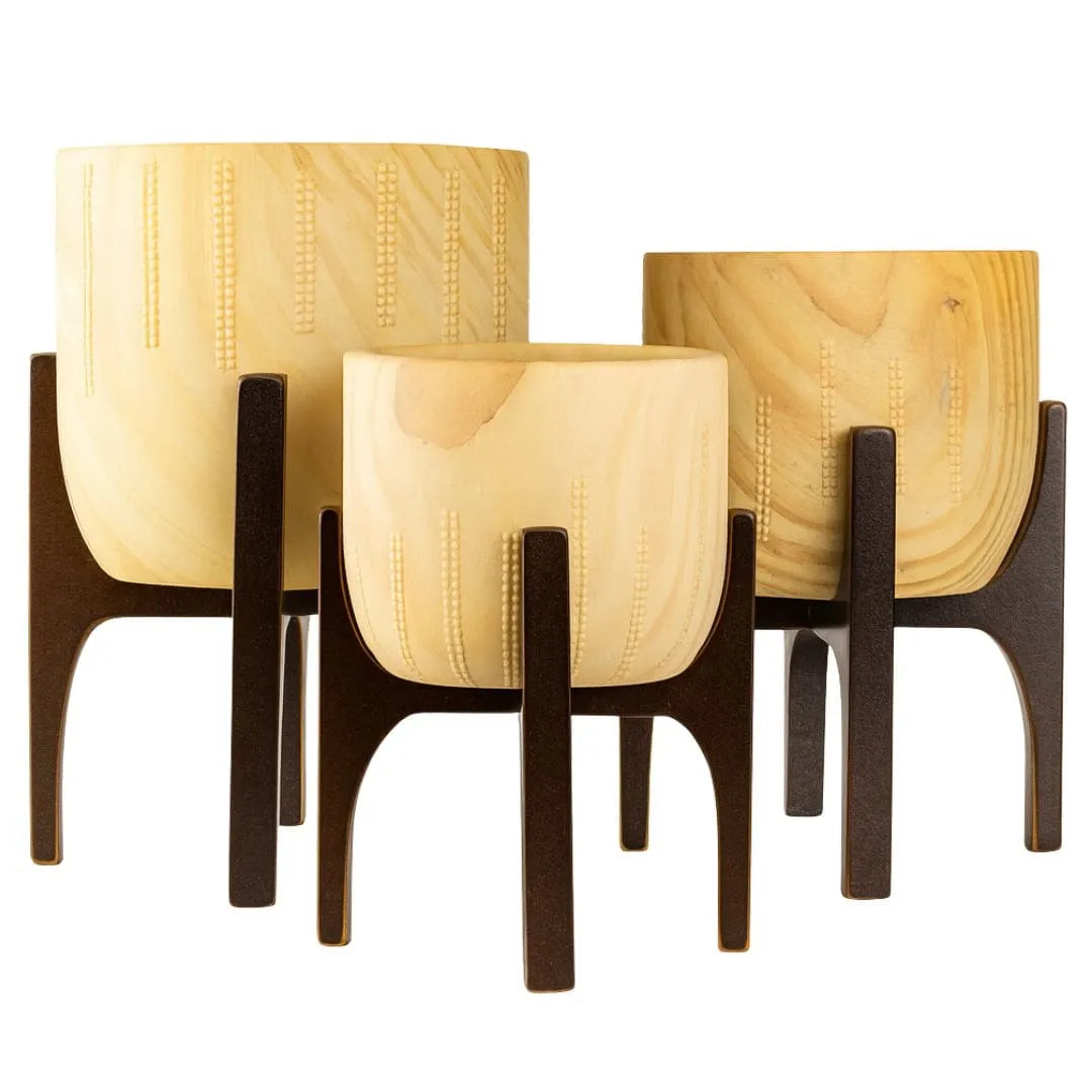 Kit 3 Vasos Genebra com Suporte de Madeira Alto