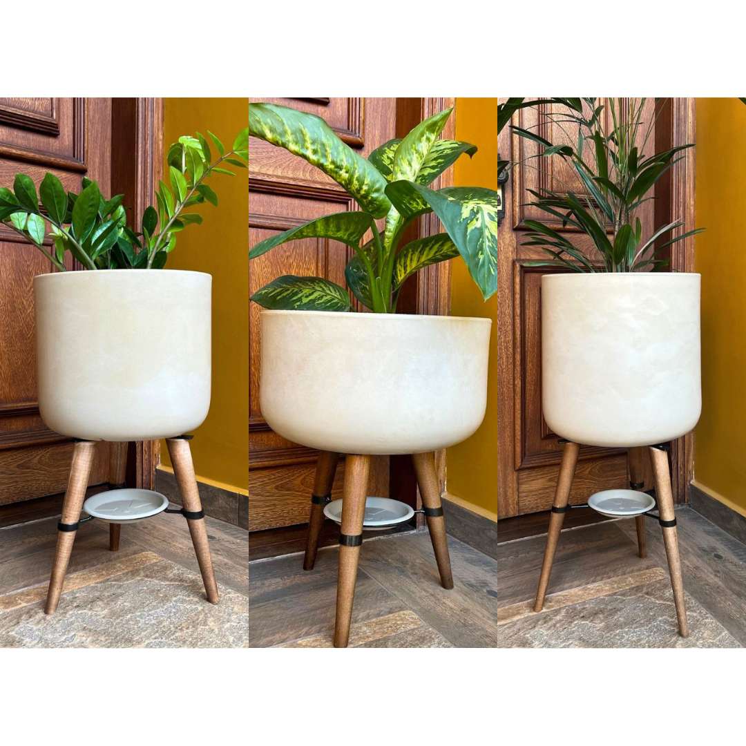 Kit 3 Vasos Linha Doha com Tripé de Madeira