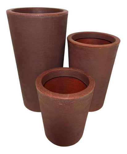 Kit 3 Vasos Linha Damasco Texturizado em Polietileno