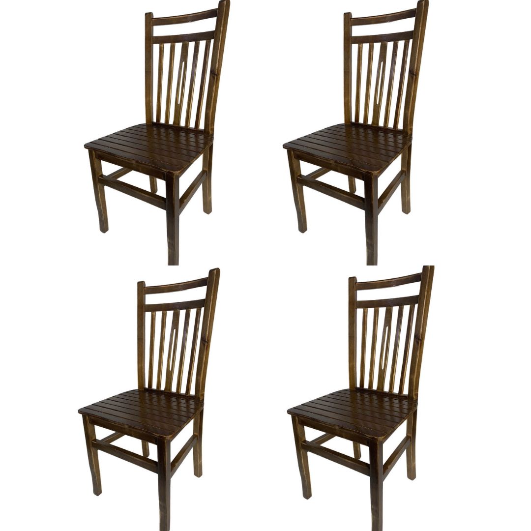 4 Cadeiras Pequin De Madeira Para Sala De Jantar E Cozinha