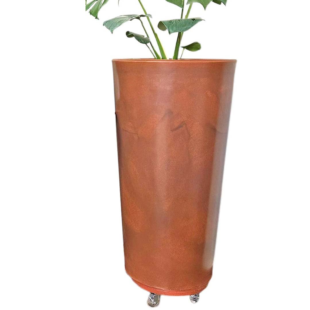 Kit Vaso Damasco Brilhante + Suporte com Rodinhas