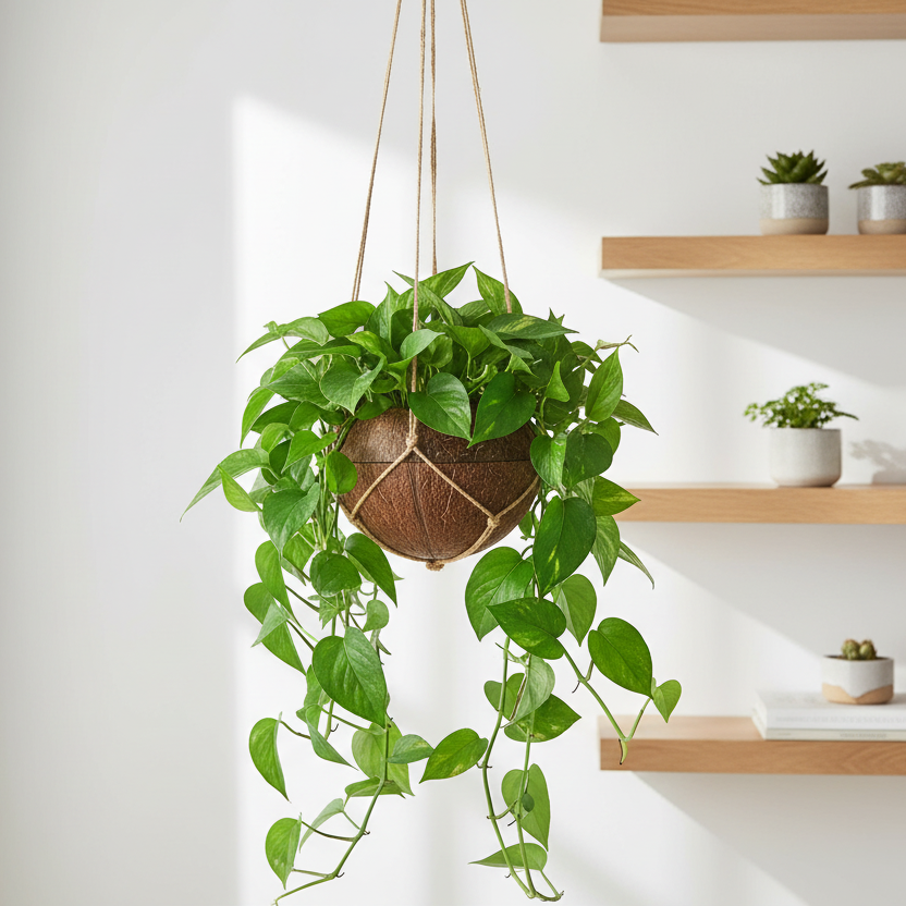 Vaso Fibra De Coco Natural Kokedama Suspenso 10x11cm