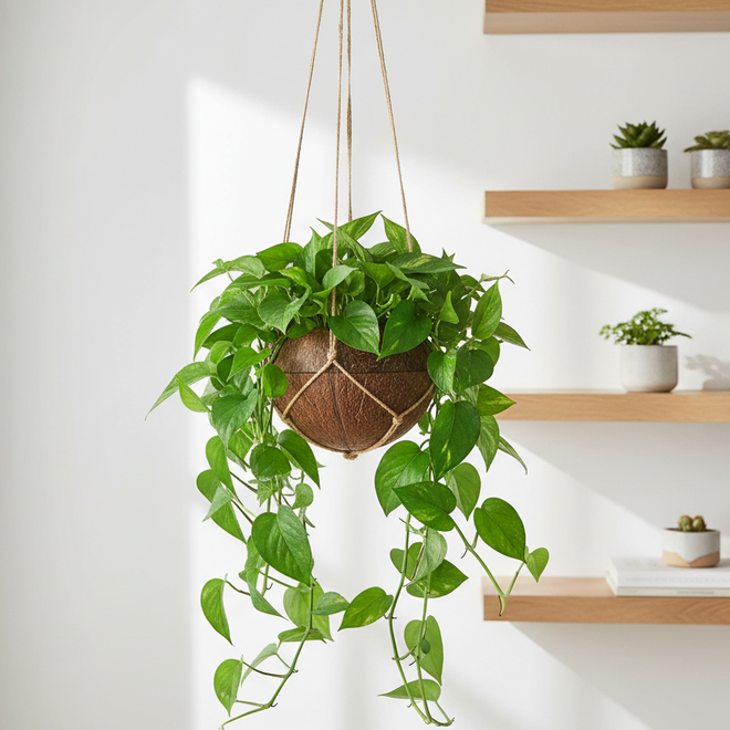 Vaso Fibra De Coco Natural Kokedama Suspenso 10x11cm