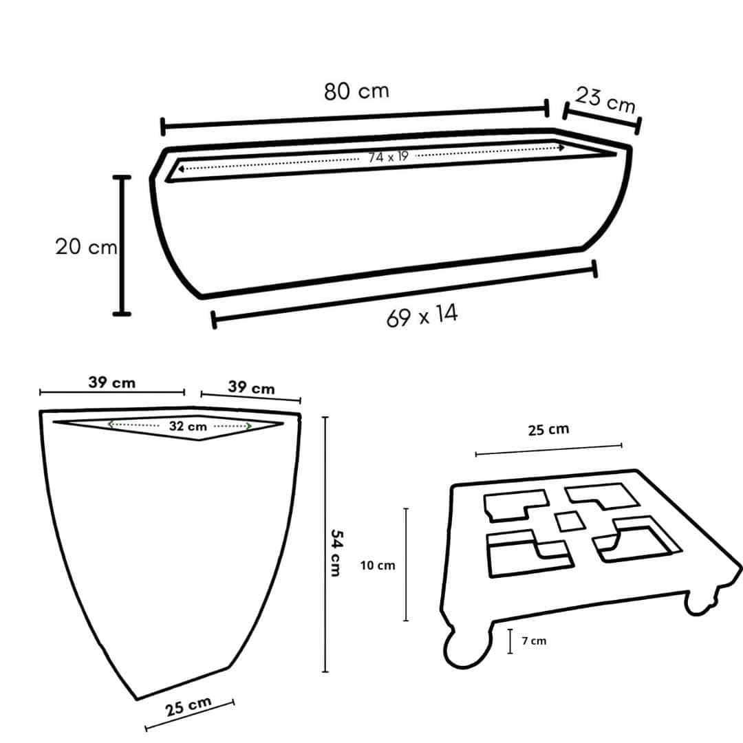 Kit Vaso + Suporte + Jardineira para Decoração Externa