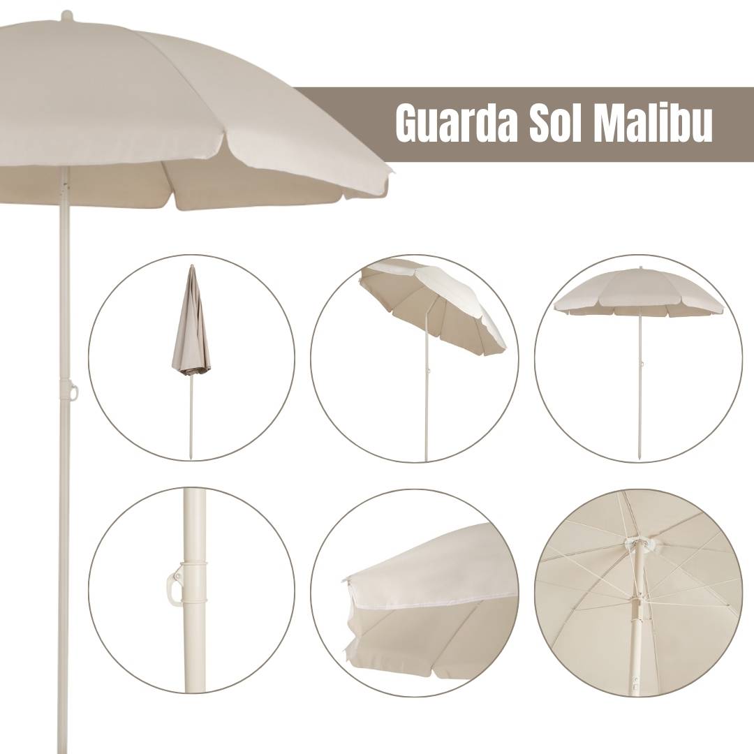 Conjunto Mesa + 4 Cadeiras + Guarda Sol Para Jardim