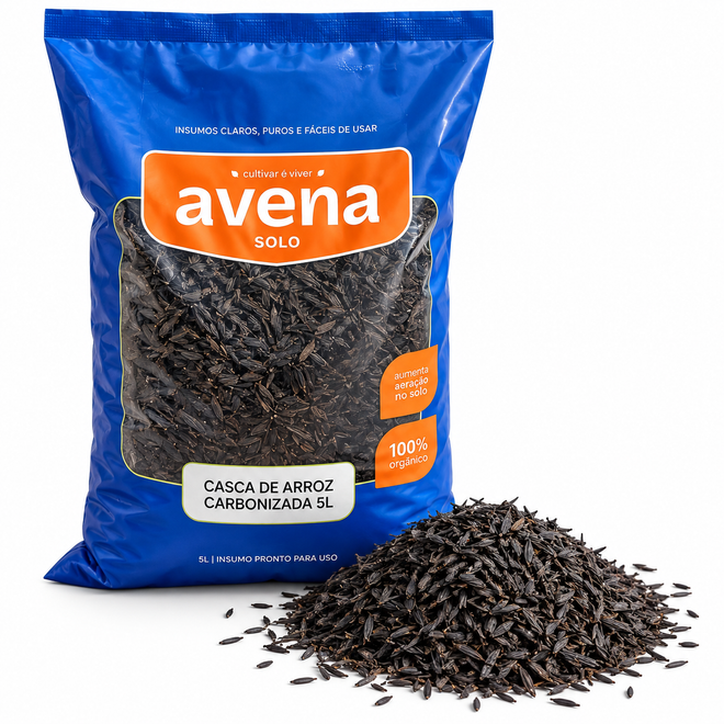 Casca de Arroz Carbonizada para Plantas e Substratos Avena 5L