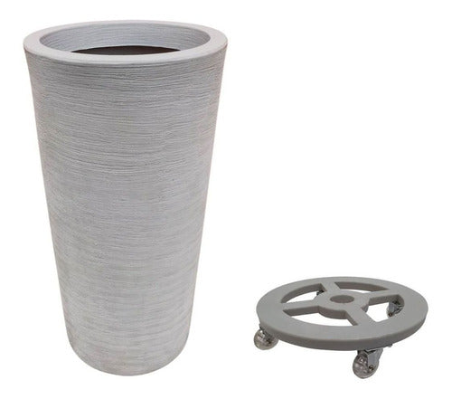 Kit Vaso Damasco Texturizado + Suporte com rodinhas