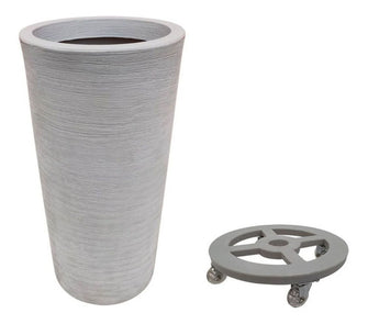 Kit Vaso Damasco Texturizado + Suporte com rodinhas