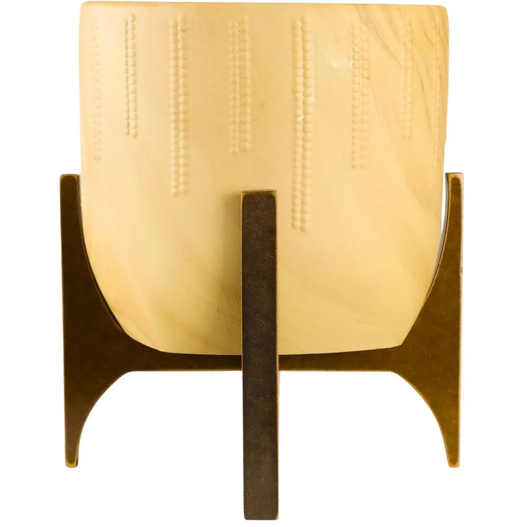 Vaso Cachepot Linha Genebra com Suporte de Madeira Baixo