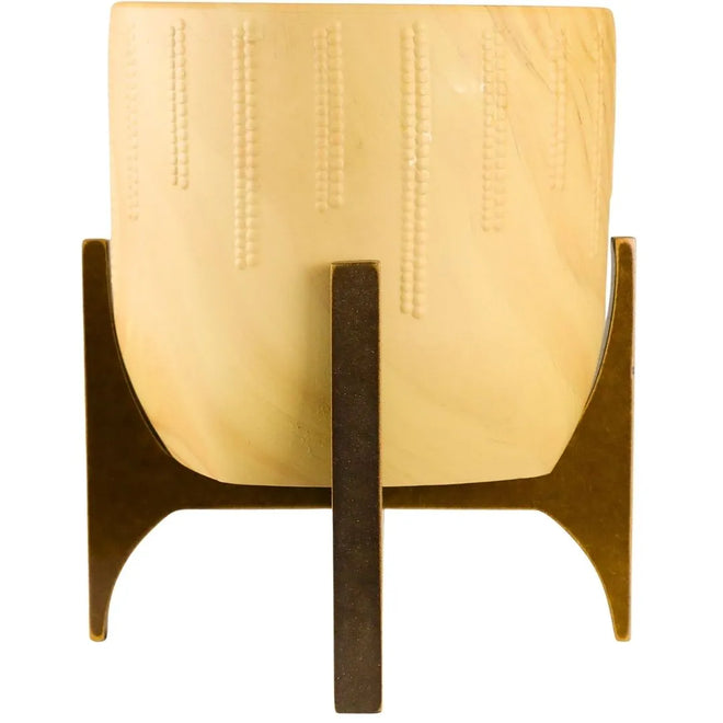 Vaso Cachepot Linha Genebra com Suporte de Madeira Baixo