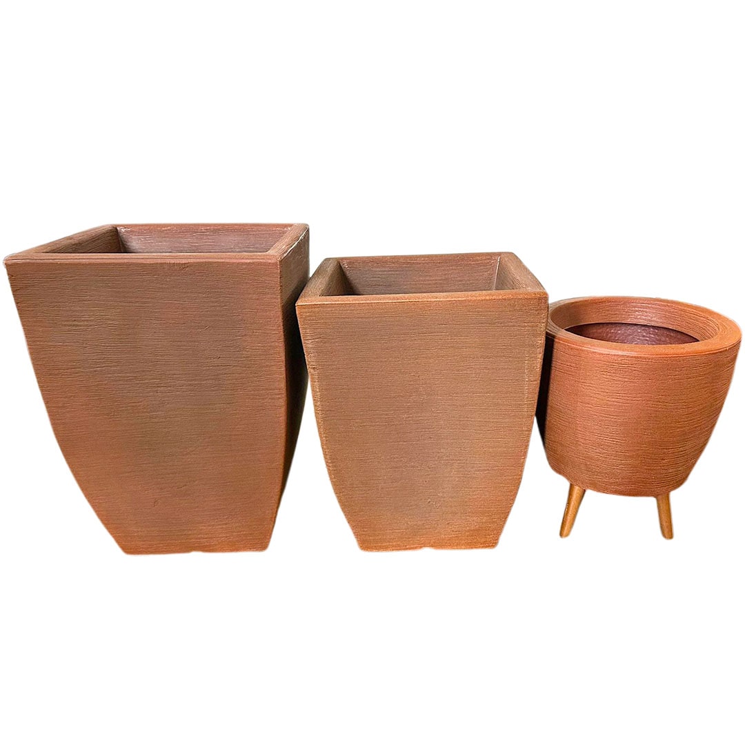 Kit 3 Vasos Berlim + Viena Texturizados Médios