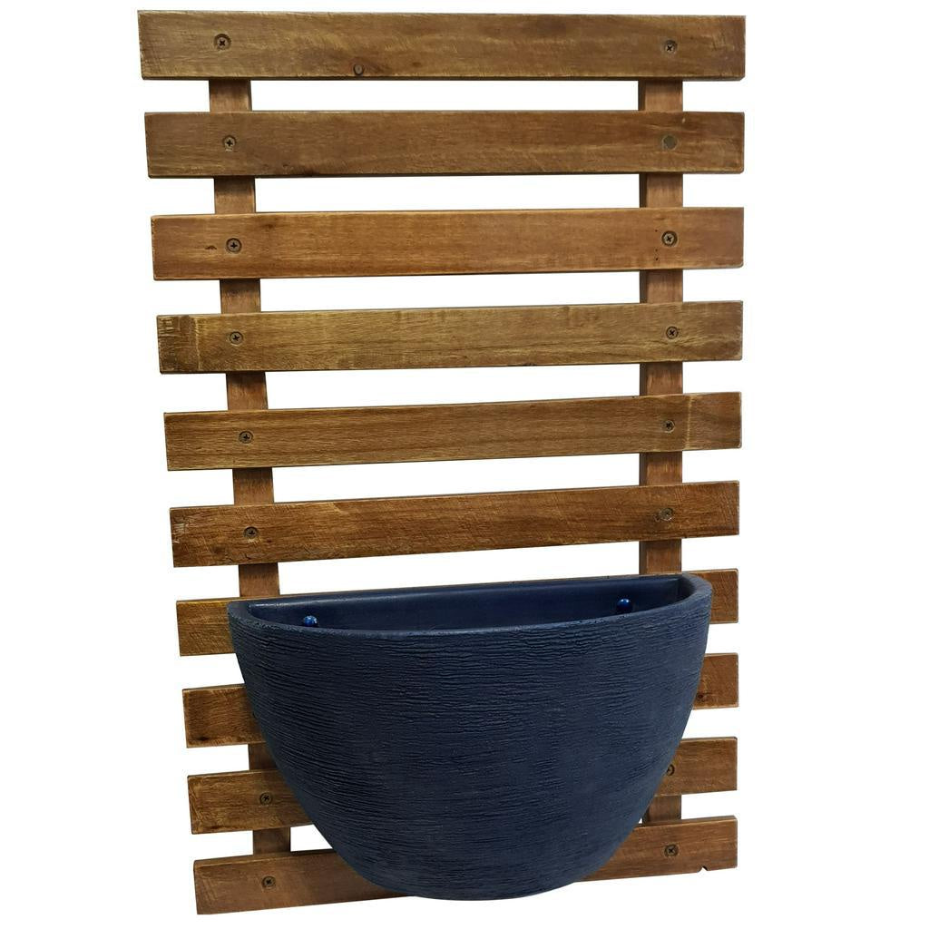 Painel de Madeira com Vaso para Jardim Vertical