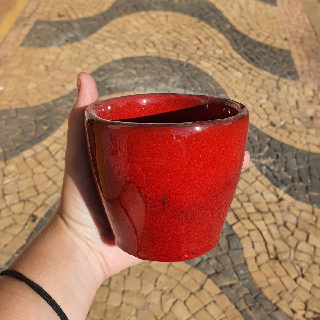 Vaso Cachepot de Cerâmica Esmaltado Brilhante