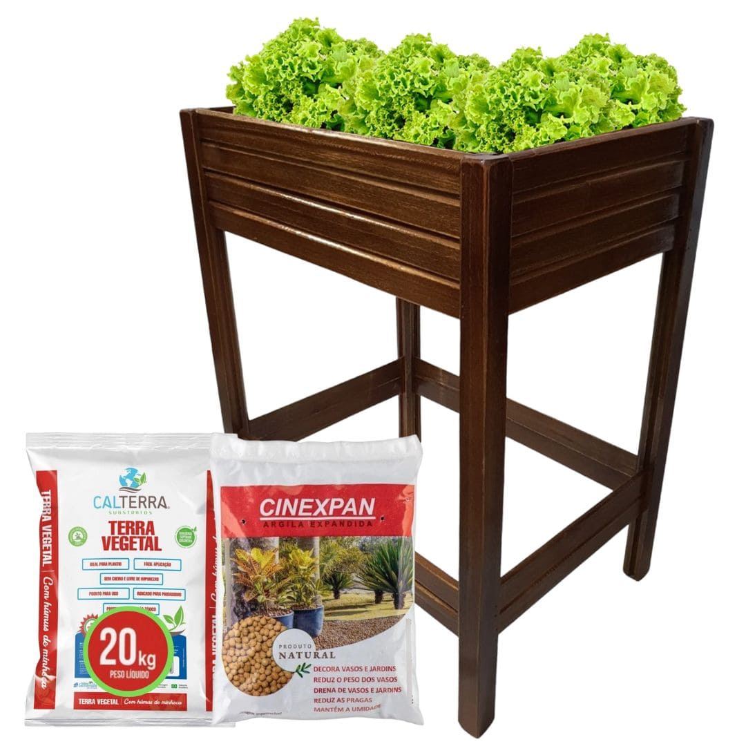 Kit Completo para Horta Caseira - Mesa Horta com 1 Vaso