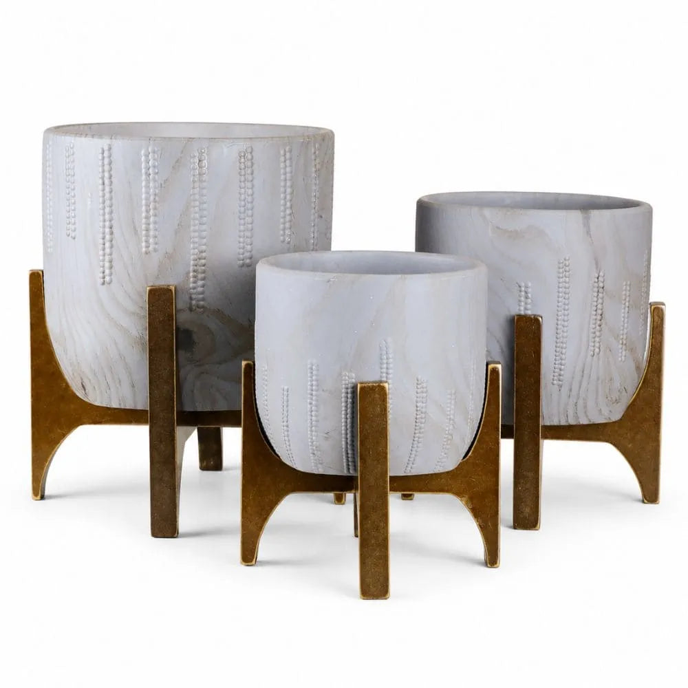 Kit 3 Vasos Genebra com Suporte de Madeira Baixo