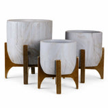 Kit 3 Vasos Genebra com Suporte de Madeira Baixo