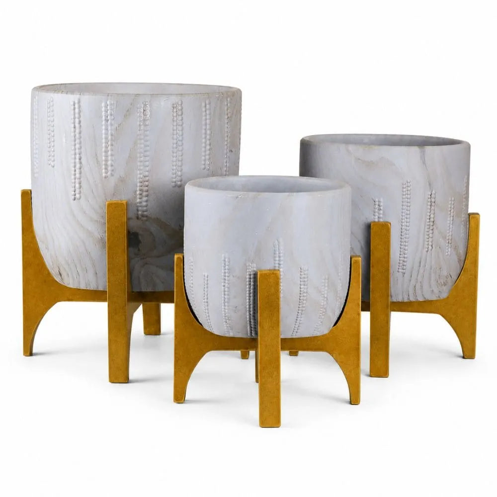 Kit 3 Vasos Genebra com Suporte de Madeira Baixo