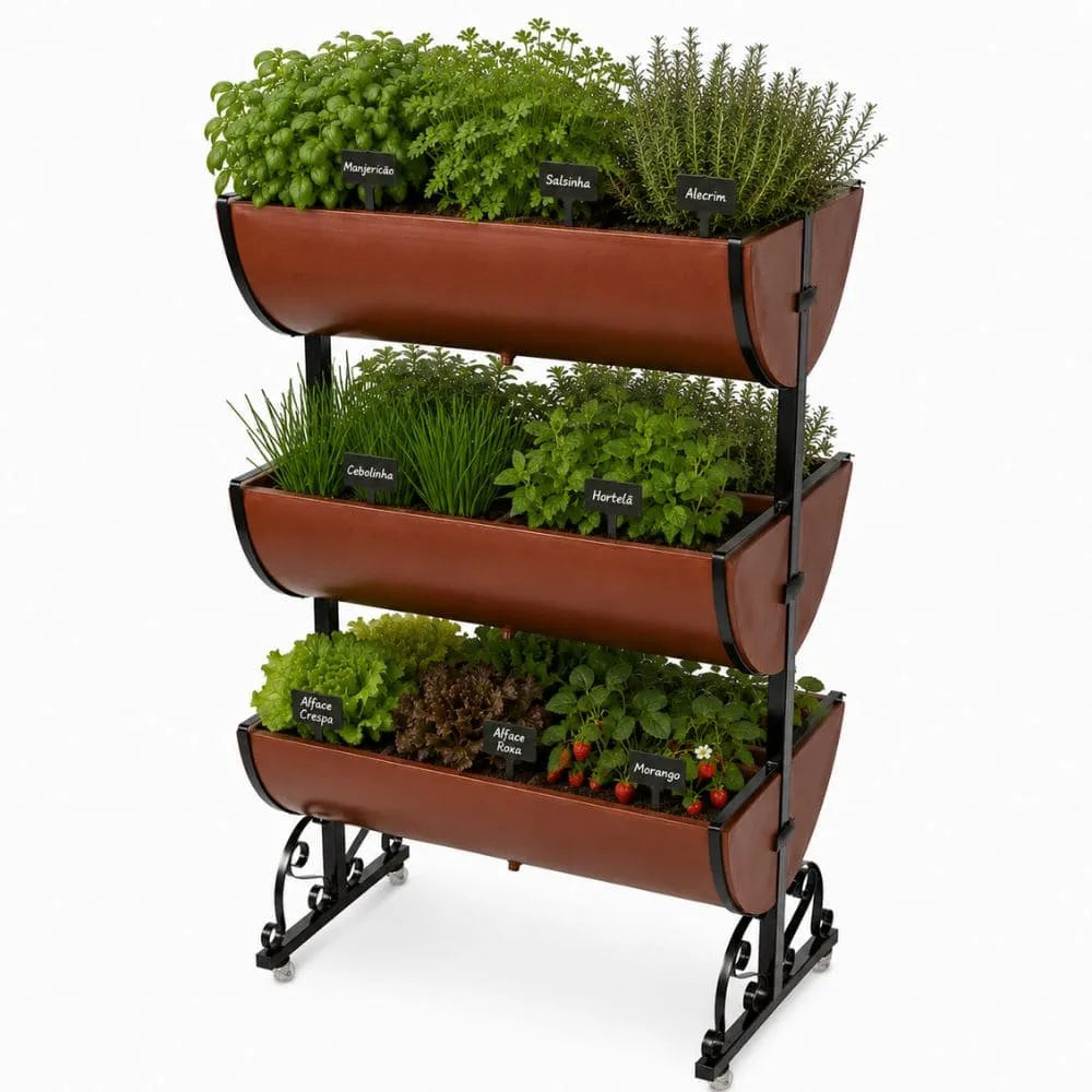 Horta Vertical com 6 Jardineiras