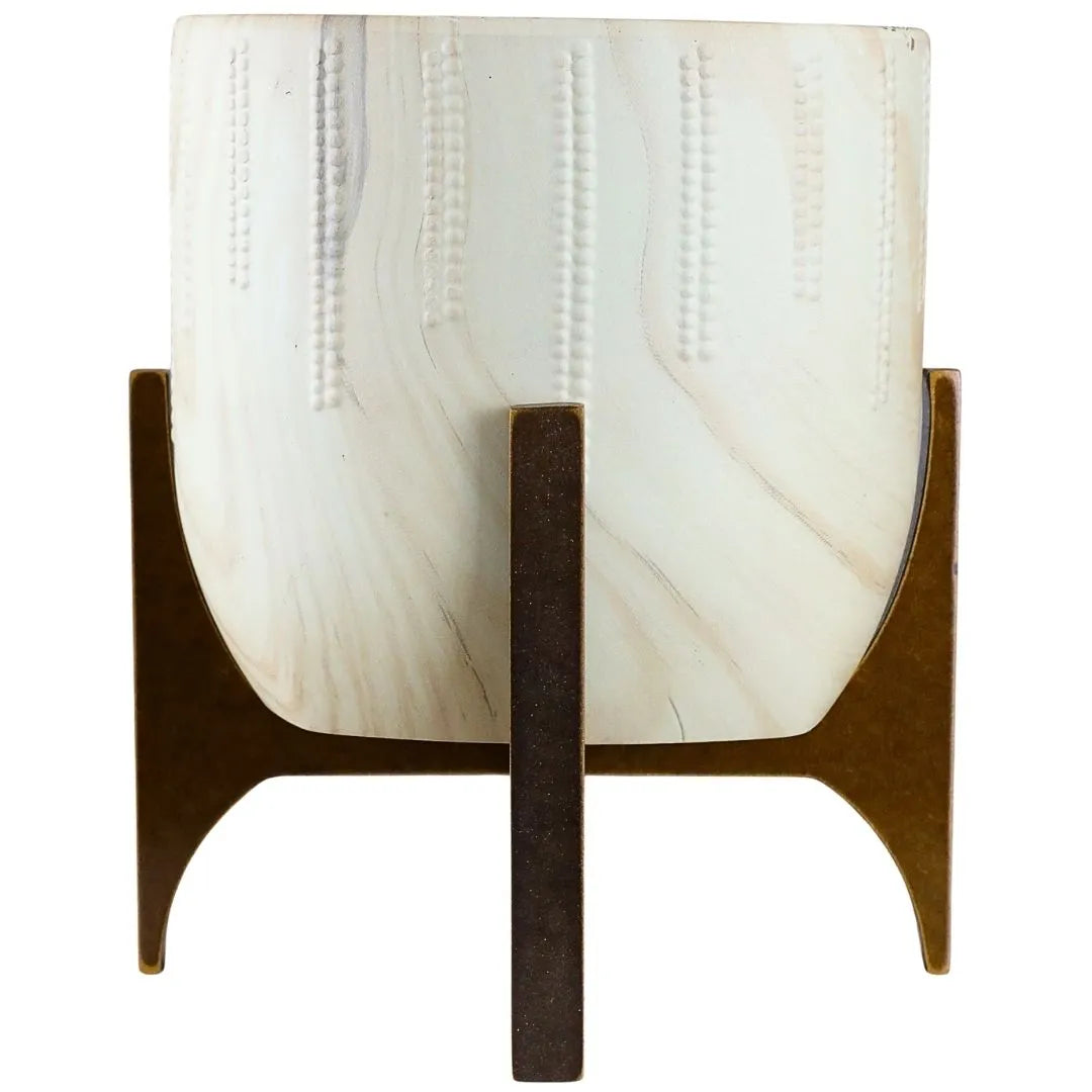 Vaso Cachepot Linha Genebra com Suporte de Madeira Baixo