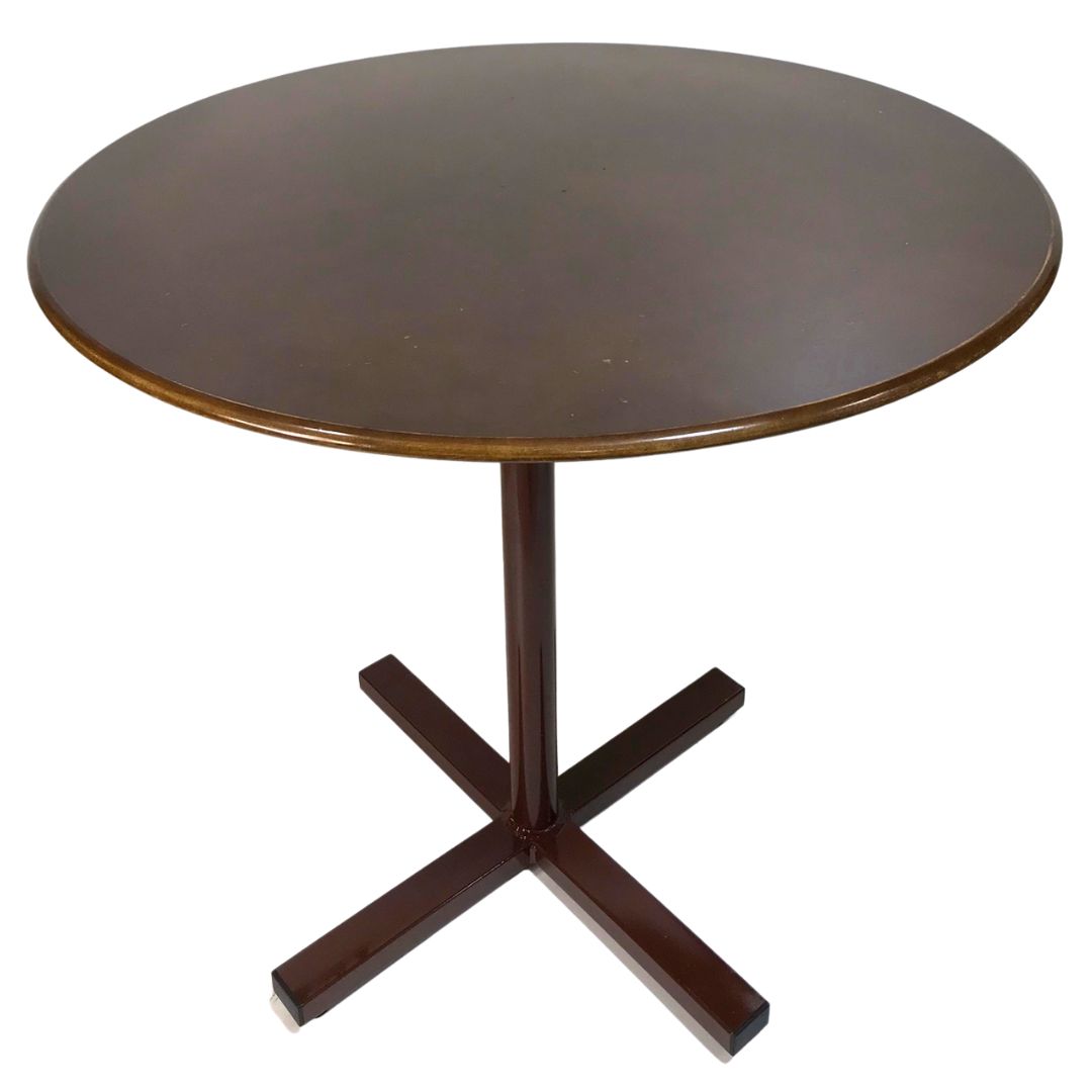 Mesa Redonda de Madeira Maciça com Tripé de Ferro