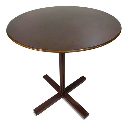 Mesa Redonda de Madeira Maciça com Tripé de Ferro