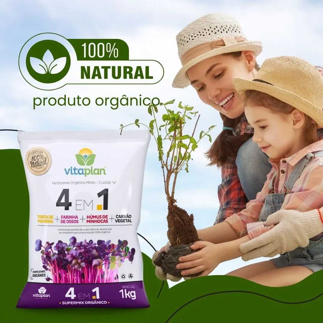 Fertilizante Orgânico 4 em 1 Vitaplan 1kg