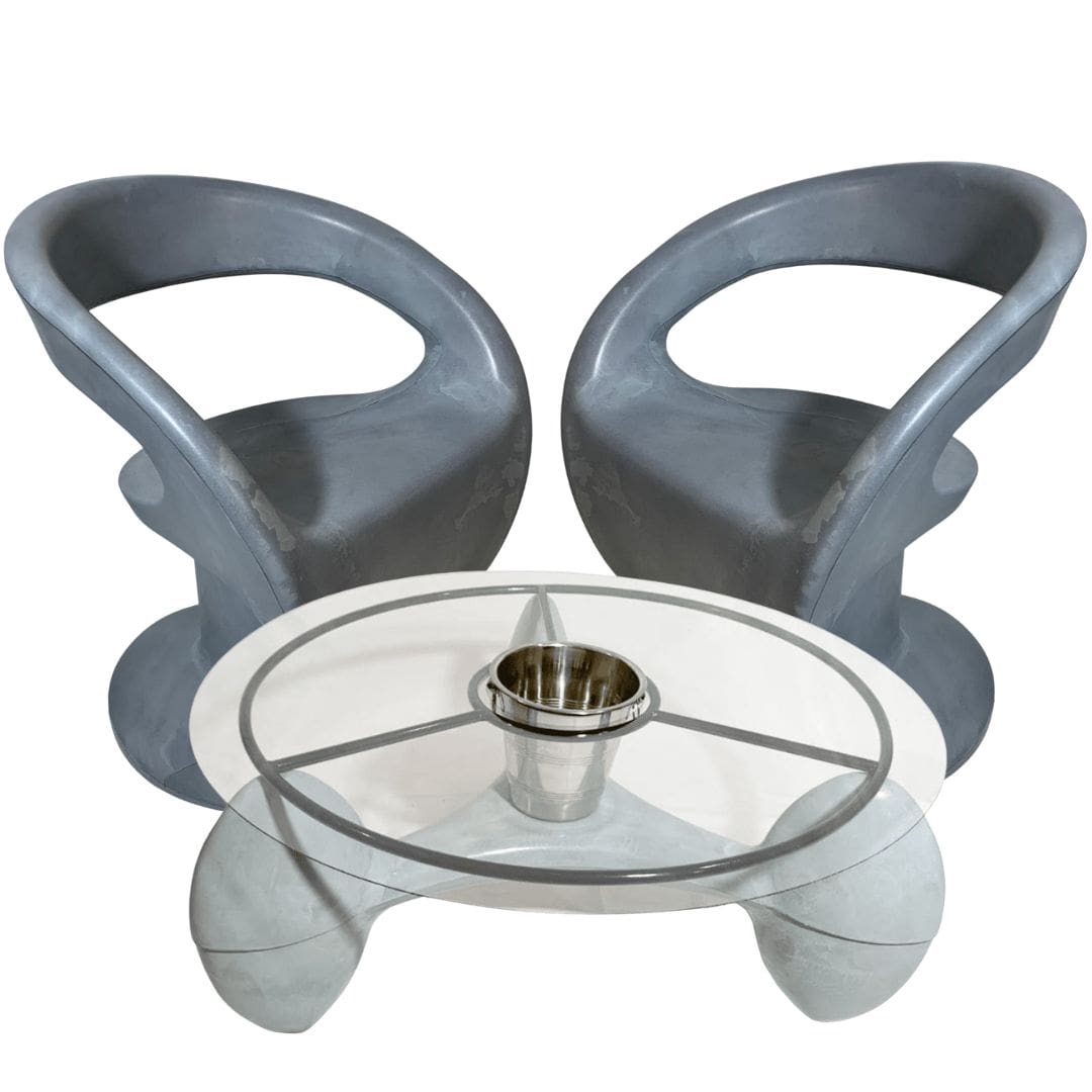 Conjunto Mesa de Centro com Champanheira + 2 Cadeiras Astúrias