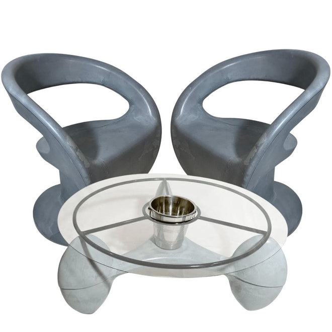 Conjunto Mesa de Centro com Champanheira + 2 Cadeiras Astúrias