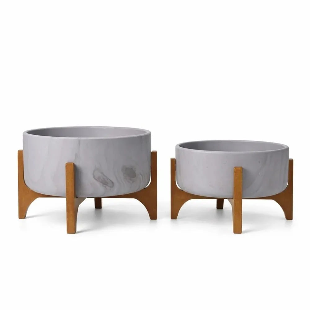 Kit 2 Vasos Bacia Linha Genebra com Suporte de Madeira
