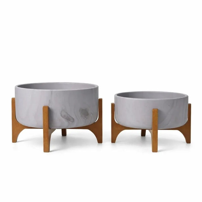 Kit 2 Vasos Bacia Linha Genebra com Suporte de Madeira